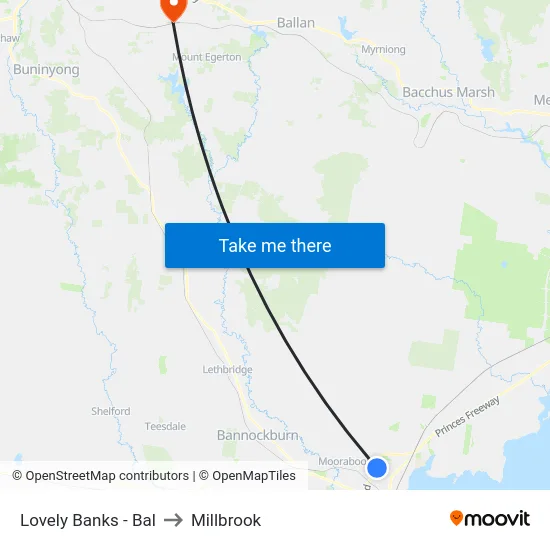 Lovely Banks - Bal to Millbrook map