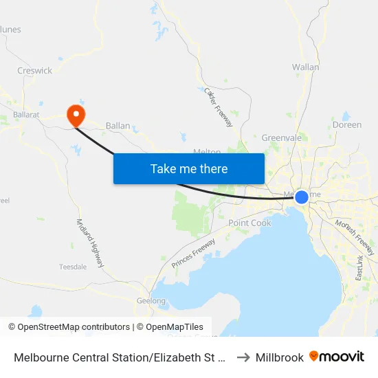Melbourne Central Station/Elizabeth St #5 to Millbrook map