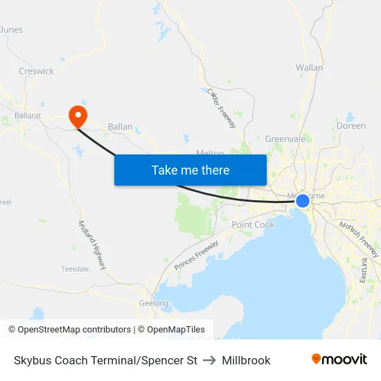 Skybus Coach Terminal/Spencer St to Millbrook map