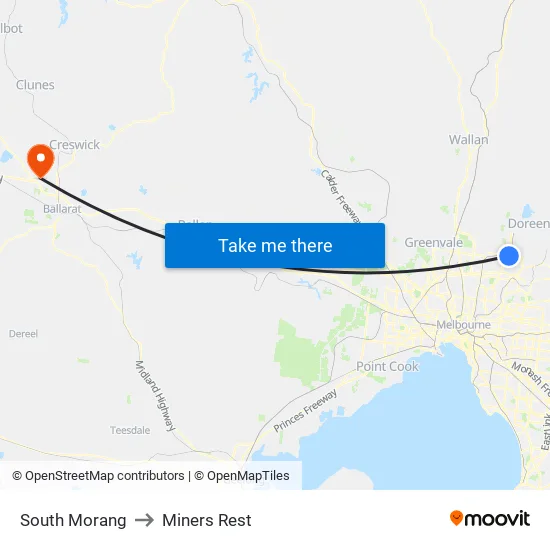 South Morang to Miners Rest map
