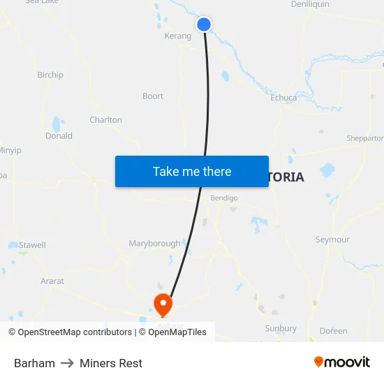 Barham to Miners Rest map