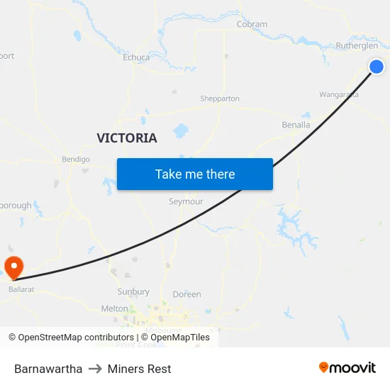 Barnawartha to Miners Rest map