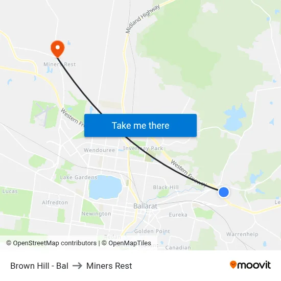 Brown Hill - Bal to Miners Rest map