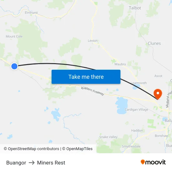 Buangor to Miners Rest map