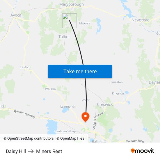 Daisy Hill to Miners Rest map