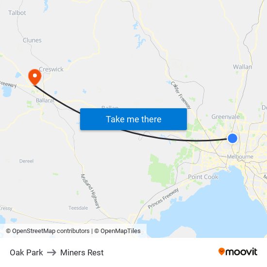 Oak Park to Miners Rest map