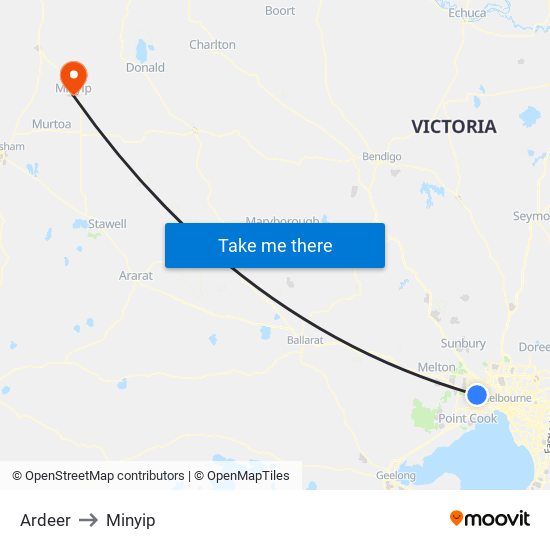 Ardeer to Minyip map