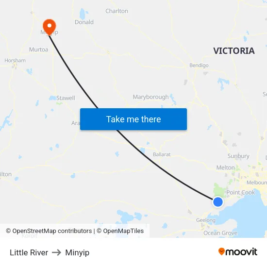 Little River to Minyip map