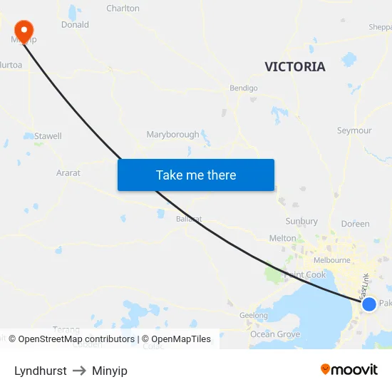 Lyndhurst to Minyip map