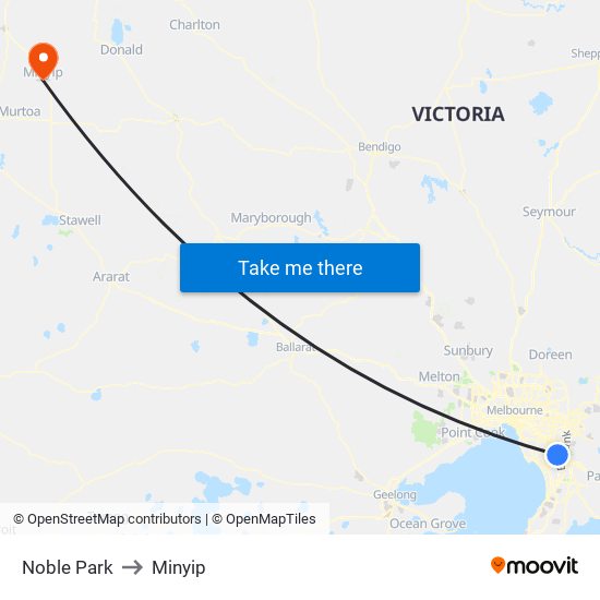 Noble Park to Minyip map