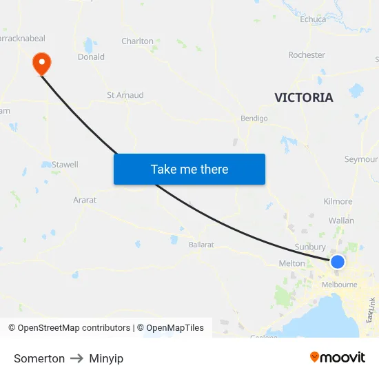 Somerton to Minyip map