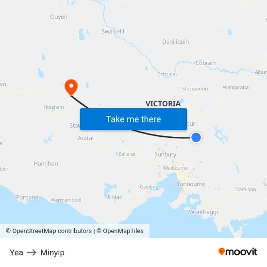 Yea to Minyip map