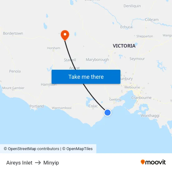 Aireys Inlet to Minyip map