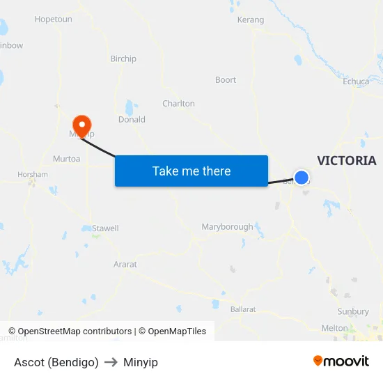 Ascot (Bendigo) to Minyip map