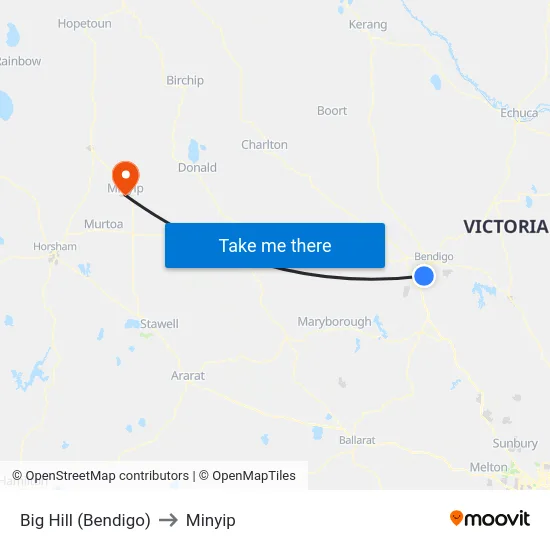 Big Hill (Bendigo) to Minyip map
