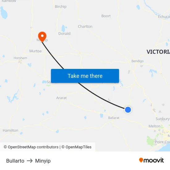 Bullarto to Minyip map