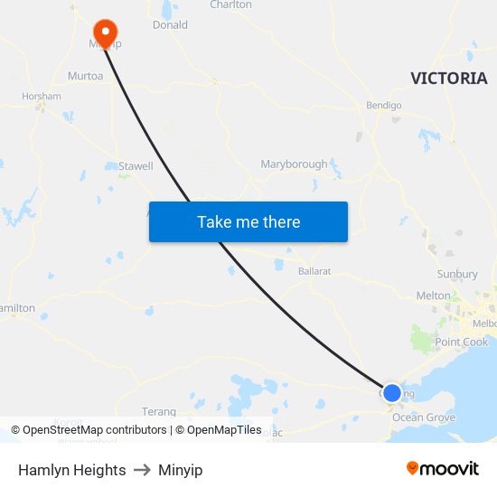 Hamlyn Heights to Minyip map