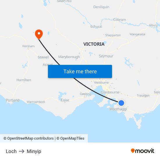 Loch to Minyip map