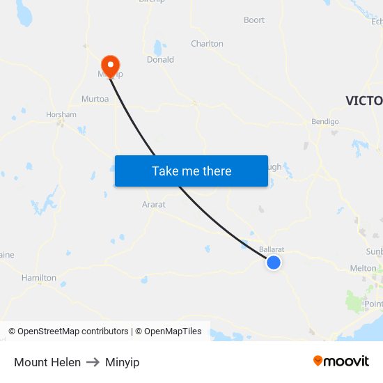 Mount Helen to Minyip map