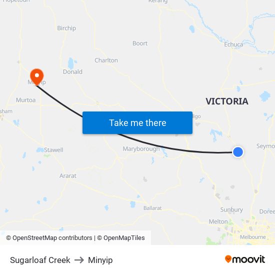 Sugarloaf Creek to Minyip map