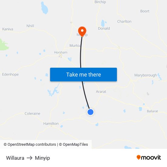 Willaura to Minyip map