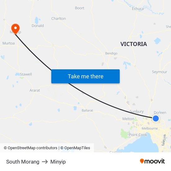 South Morang to Minyip map