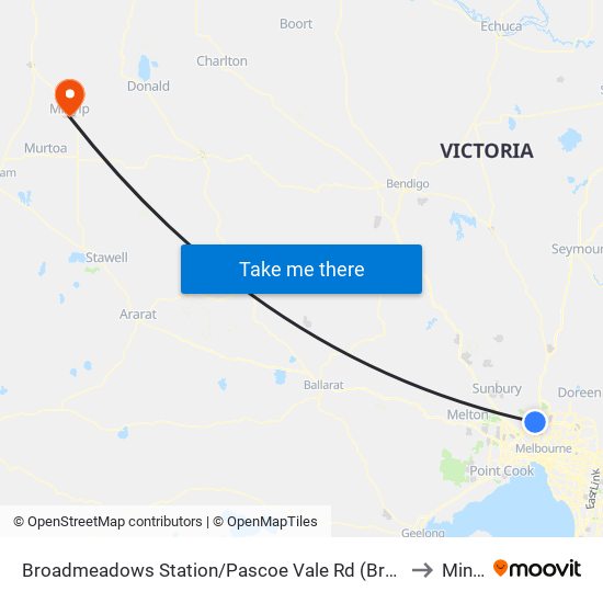 Broadmeadows Station/Pascoe Vale Rd (Broadmeadows) to Minyip map