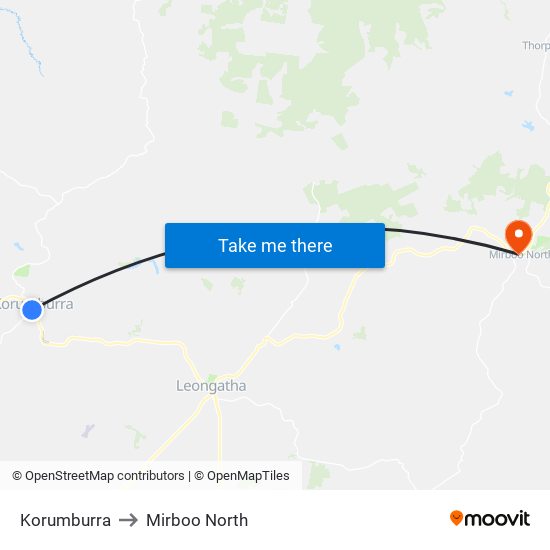 Korumburra to Mirboo North map