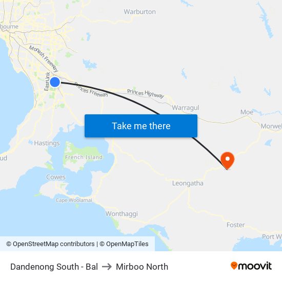 Dandenong South - Bal to Mirboo North map