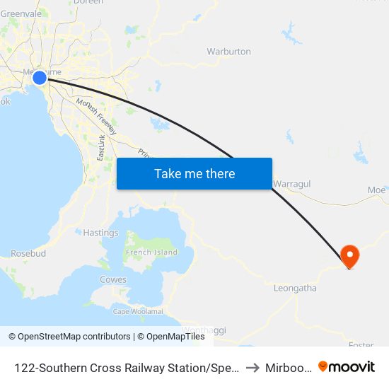 122-Southern Cross Railway Station/Spencer St (Melbourne City) to Mirboo North map