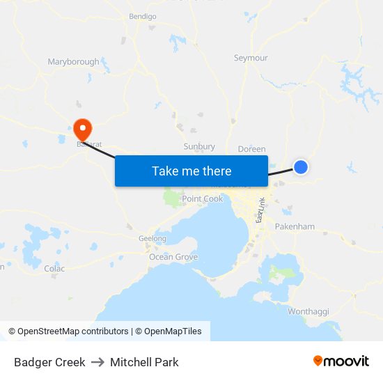 Badger Creek to Mitchell Park map
