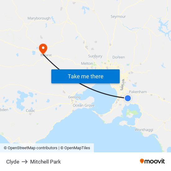 Clyde to Mitchell Park map