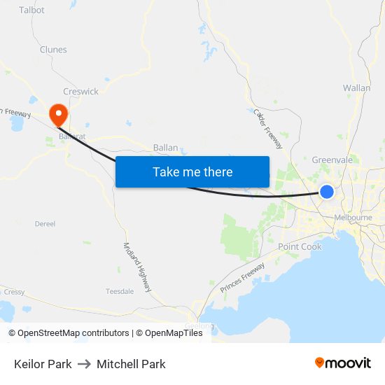 Keilor Park to Mitchell Park map
