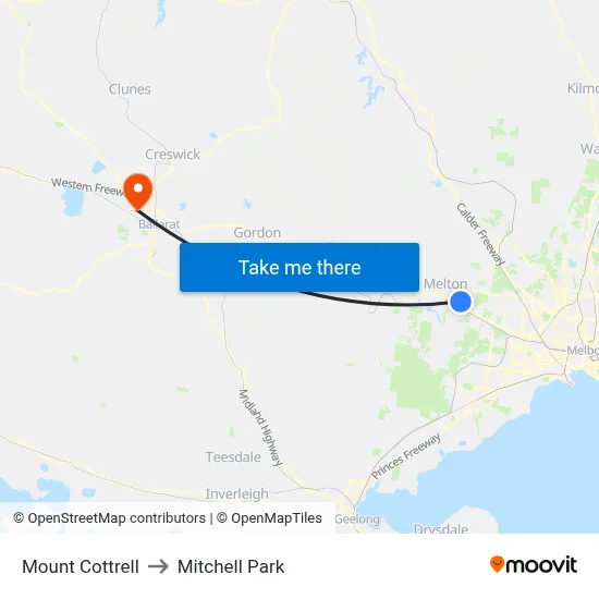 Mount Cottrell to Mitchell Park map