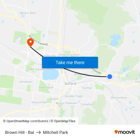 Brown Hill - Bal to Mitchell Park map
