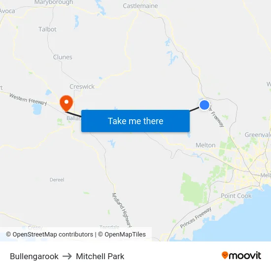 Bullengarook to Mitchell Park map