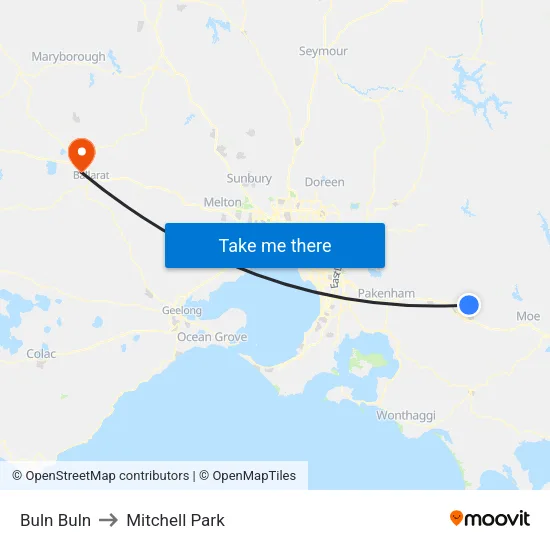 Buln Buln to Mitchell Park map