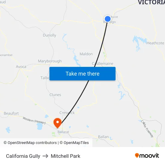 California Gully to Mitchell Park map