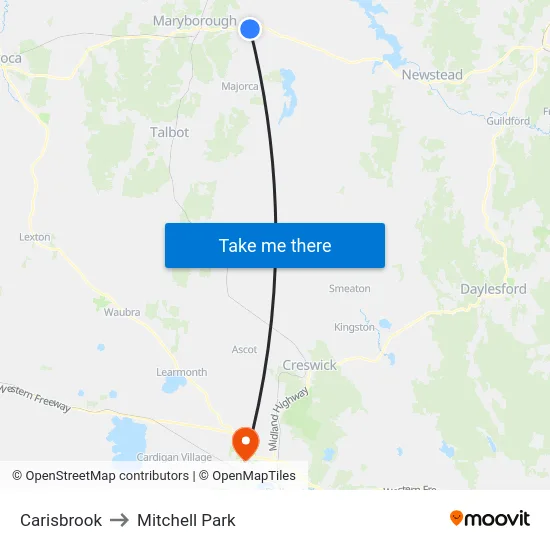 Carisbrook to Mitchell Park map