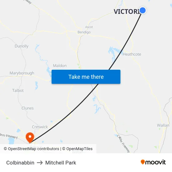 Colbinabbin to Mitchell Park map