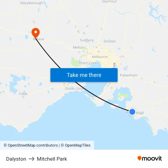 Dalyston to Mitchell Park map
