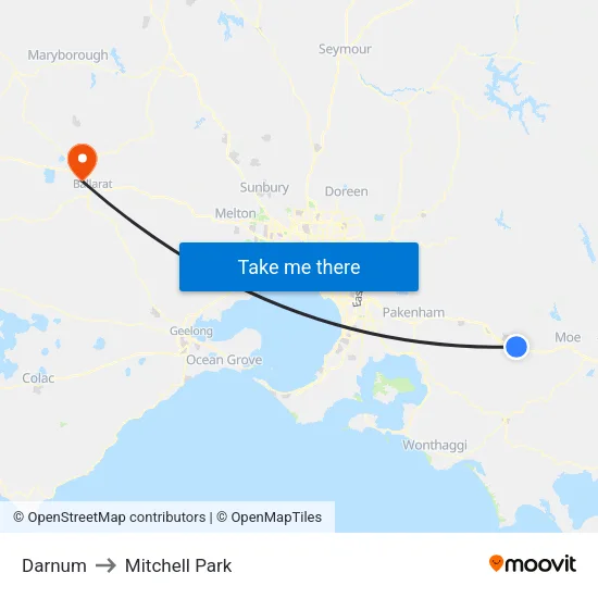 Darnum to Mitchell Park map