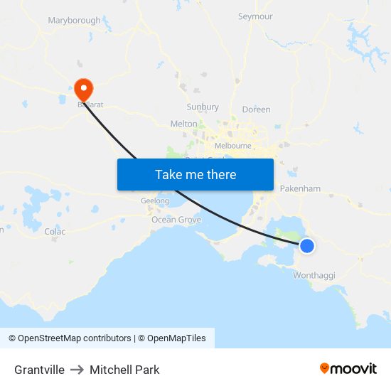 Grantville to Mitchell Park map