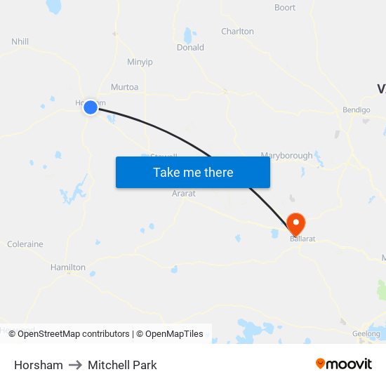 Horsham to Mitchell Park map