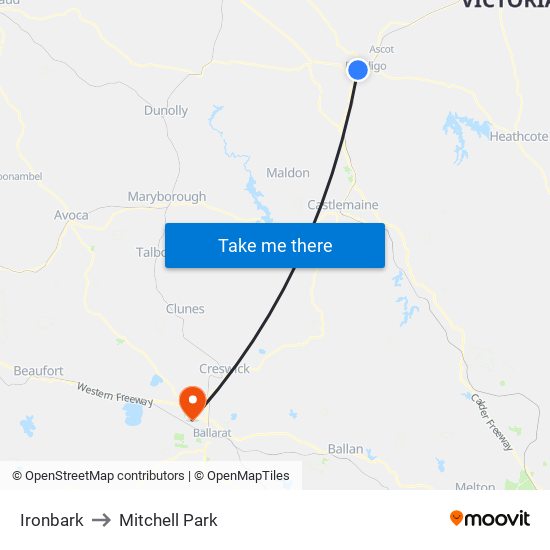 Ironbark to Mitchell Park map