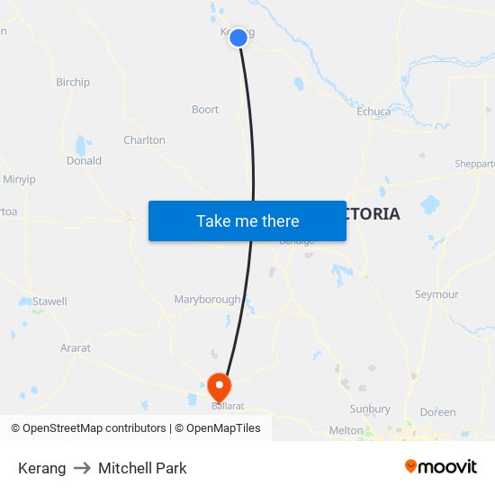 Kerang to Mitchell Park map