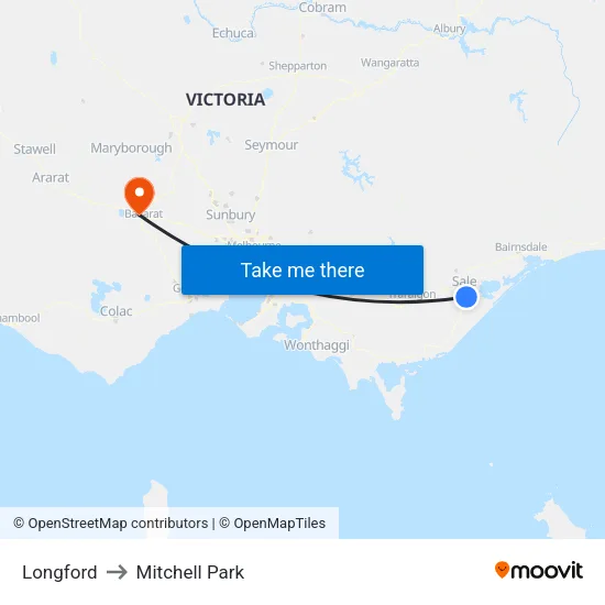 Longford to Mitchell Park map