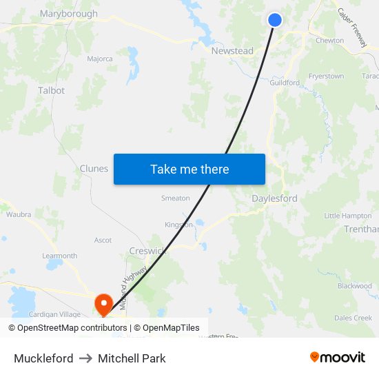 Muckleford to Mitchell Park map