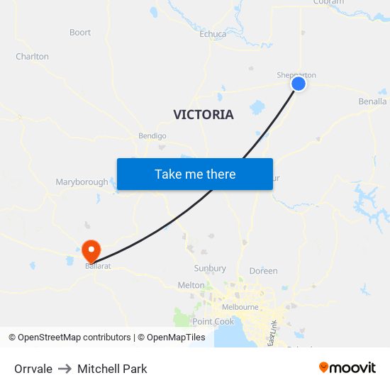 Orrvale to Mitchell Park map