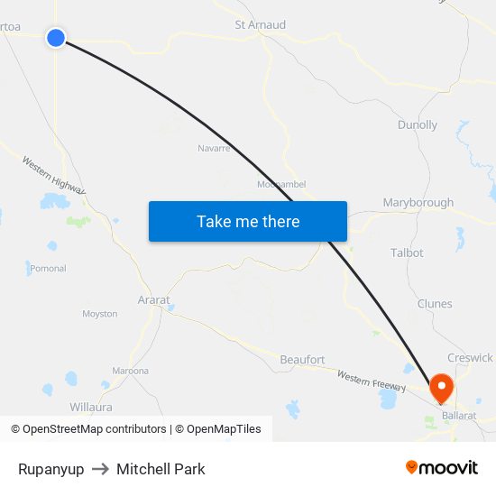 Rupanyup to Mitchell Park map